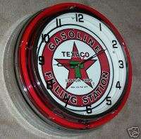 Texaco Gas Station Double Neon Clock 18 Sign Store NEW  