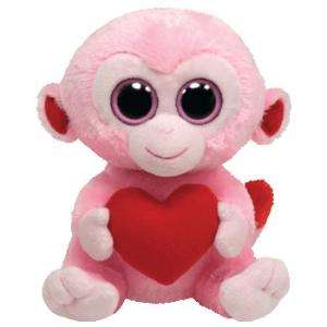JULEP Valentine Pink Monkey w/Heart   TY BEANIE BABY BOOs plush toy 