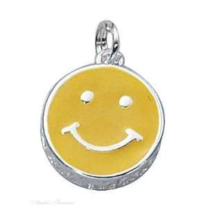   Silver Enamel Two Sided Smiley Happy Face Winking Face Charm: Jewelry