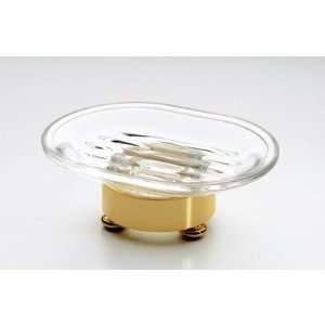  Glass Soap Dish with Stand in Gold Finish Satin Nickel 