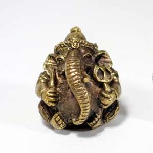 MINI BRONZE GANESH STATUE Hindu Indian Elephant God Amulet Ganesha 