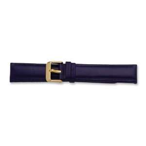   22mm Navy Glove Leather Silver tone Buckle Watch Band Size 22 Jewelry