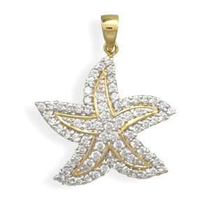   Silver Two Tone CZ Starfish Pendant West Coast Jewelry Jewelry