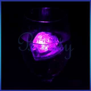 Heart Colorful Flashing Floating LED Light Water Cube Lamp Wedding 