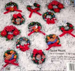 Bucilla 12 HOLIDAY WREATHS Felt Christmas Ornaments Kit  