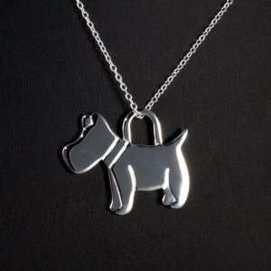   Tiffany Inspired Silver Plated Dogie Pendant Necklace 16 18 Jewelry