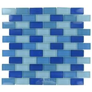 Modern mosaics   1 x 2 crystallized glass tile in blue blend