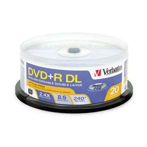 com Verbatim 95014 8.5 GB 2.4X Double Layer Recordable Disc DVD+R DL 