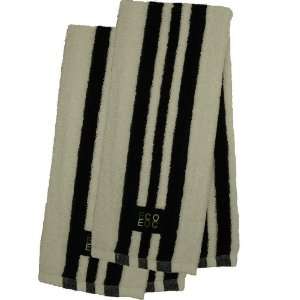  Cotton Kitchen Towel (Black with White Rugby Stripe, 2 