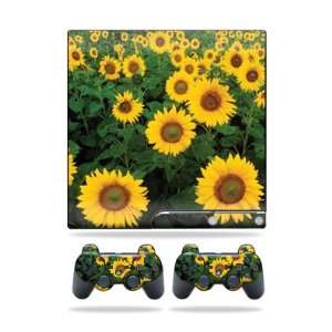   for Sony Playstation 3 PS3 Slim Skins + 2 Controller Skins Sunflowers