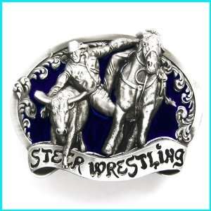  New Steer Wrestling Rodeo Western Belt Buckle WT 105BL 